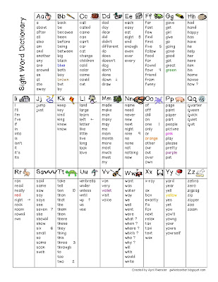 gwhizteacher, sight word dictionary, writer's tools