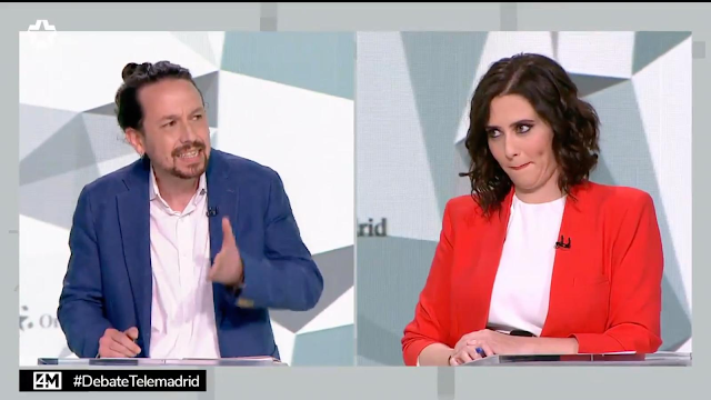 Iglesias y Díaz Ayuso. Debate Telemadrid