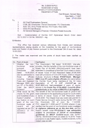 lmplementation of Hon'ble CAT Hyderabad Bench Order dated 02.12.2021 in OA No. 506/2021 - reg.