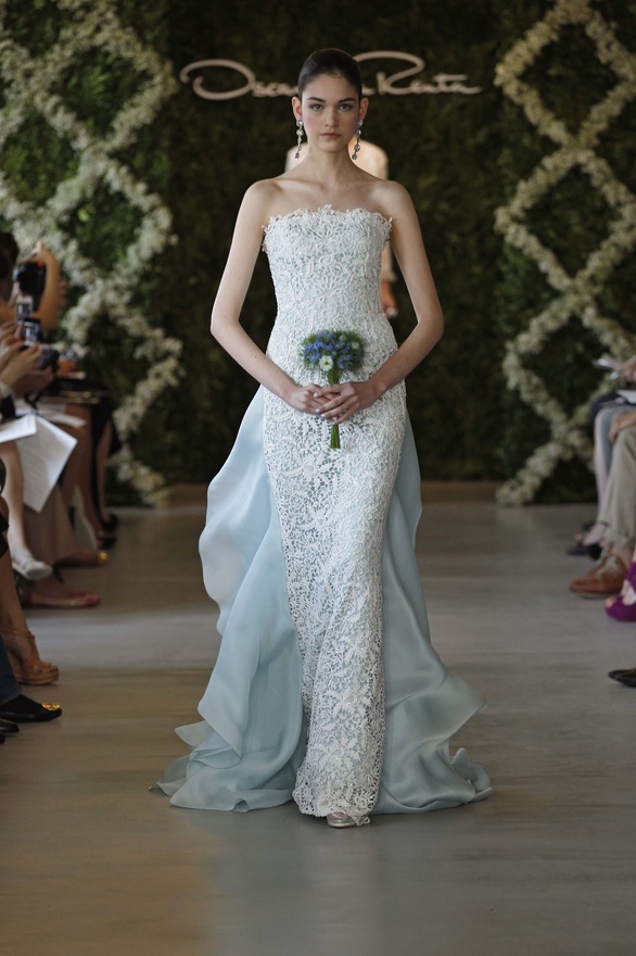 From bridal gowns to flower girls his collection certainly put the blue 