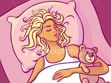 Cartoon Girl Sleeping in Bed