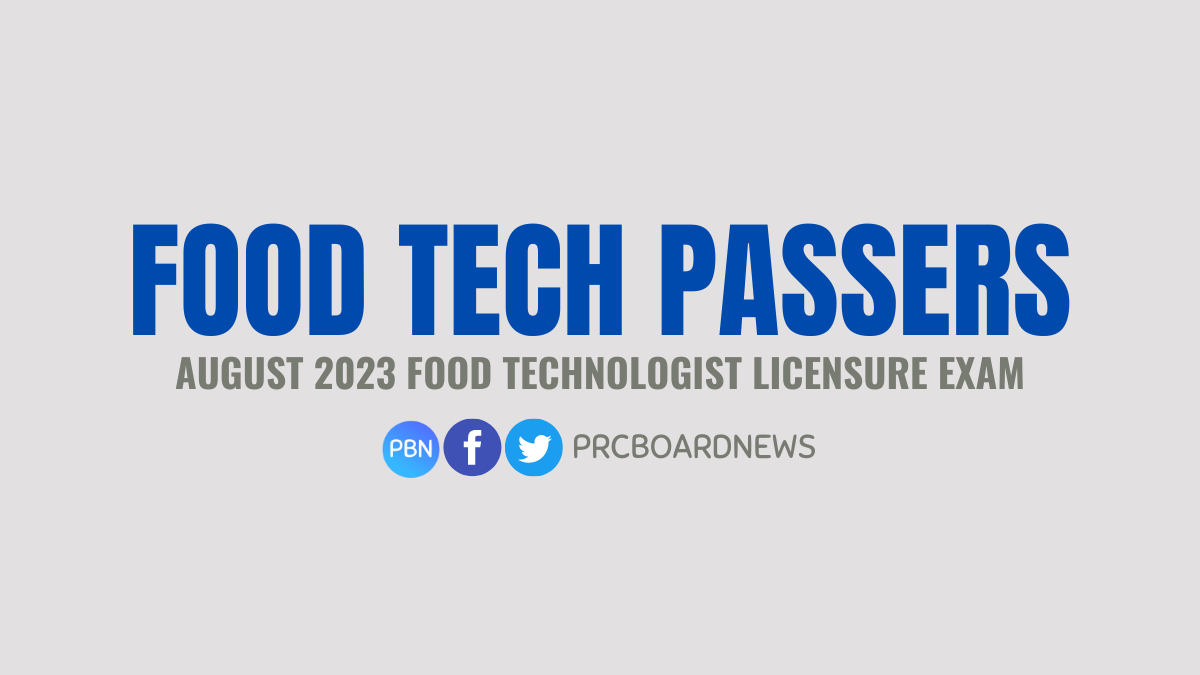 RESULT: August 2023 Food Tech board exam list of passers