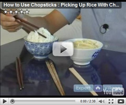 Finally, this last video explains how to pick up rice with chopsticks: