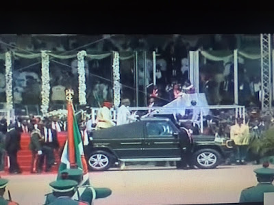 General Buhari takes his first ride as President of Nigeria in an Open top G Wagon 2