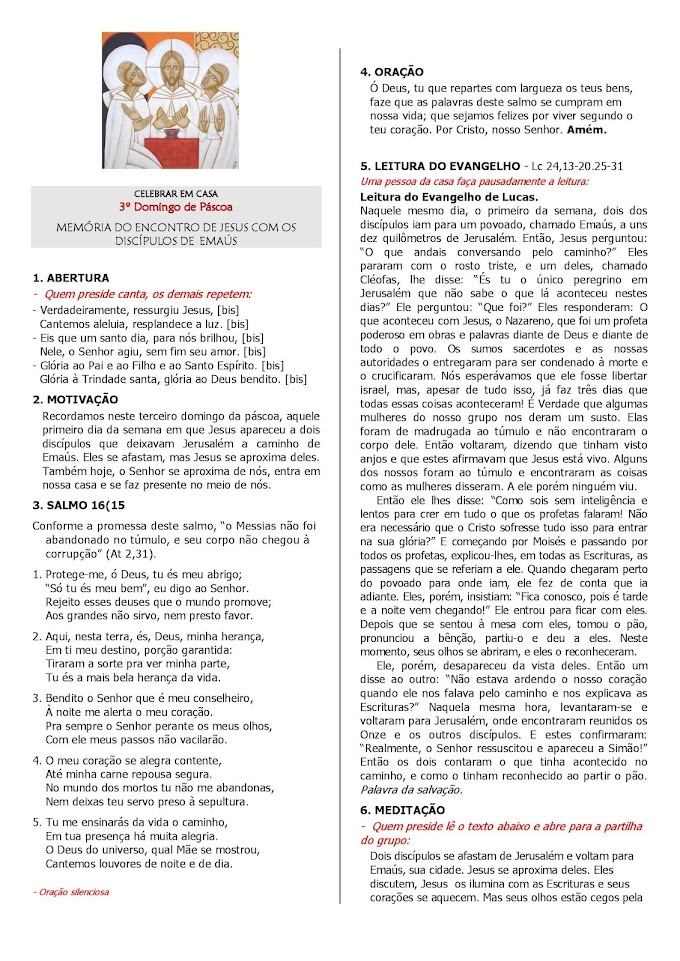 3º DOMINGO DA PÁSCOA - A. PIAS DISCÍPULAS DO DIVINO MESTRE.