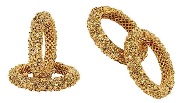 MUCH MORE 22 K Gold Plated Polki Bangle for Women's