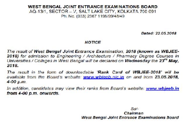 wbjee reasult notice