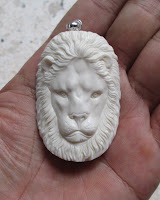 Lion Head Carved Bone Pendants