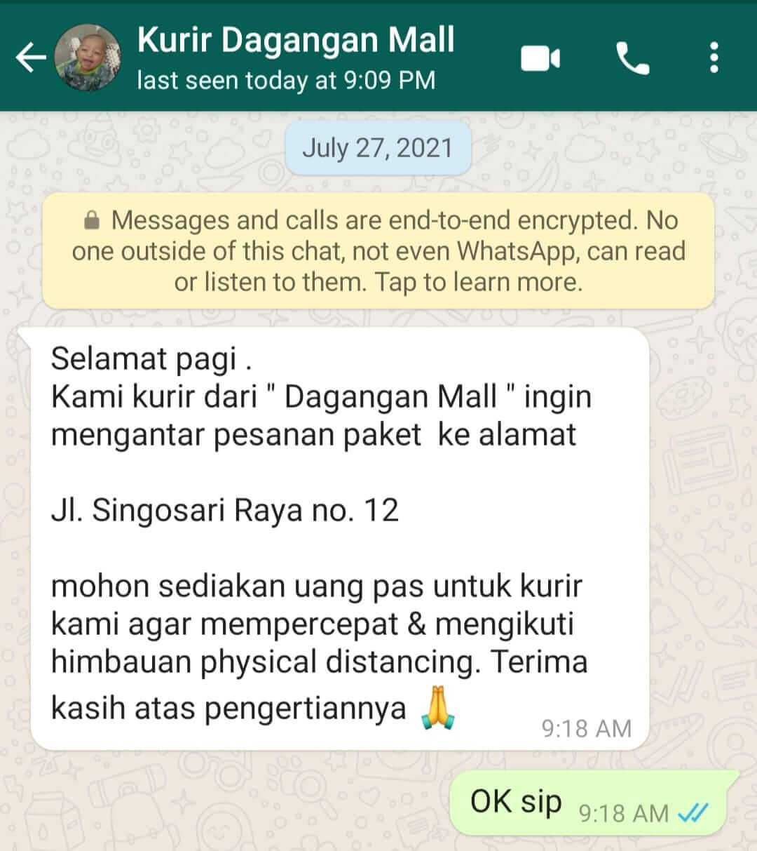 pengiriman aplikasi dagangan dengan kurir