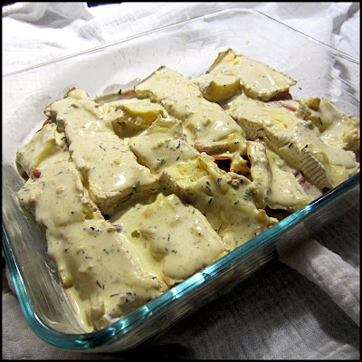 Hors table de Pauline - Gratin de légumes anciens et bacon au camembert.