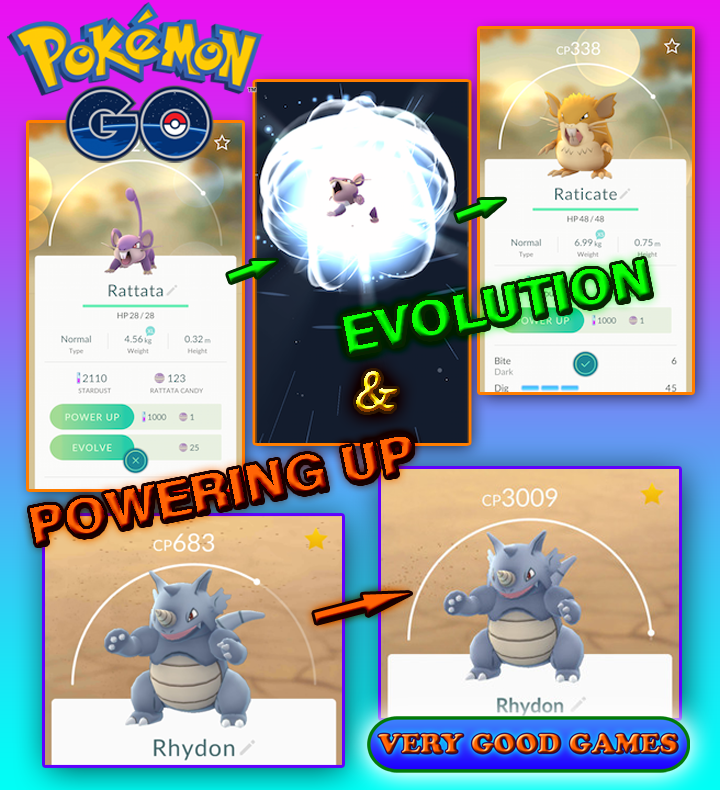 Evolution and powering up of Pokemon