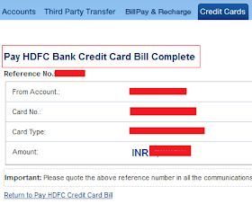 HDFC Credit Card Bill Payment