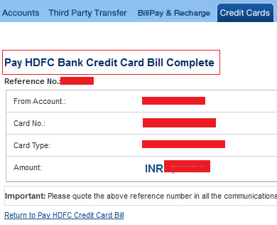 HDFC Credit Card Bill Payment