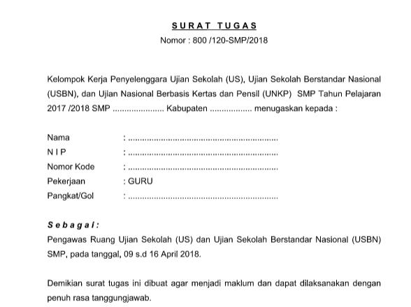 Unduh Format Surat Tugas Pengawas Ruang Us Usbn Word Unduh Format Sekolah