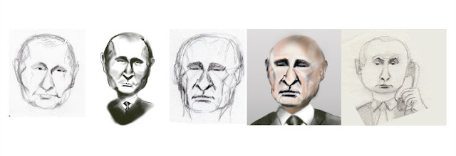 Multiple caricatures of Vladimir Putin, developed since Russia began its special military operation against Ukraine