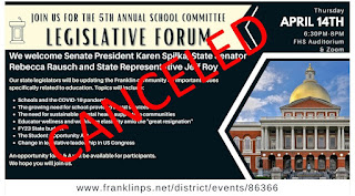 Legislative Forum scheduled for April 14 has been canceled