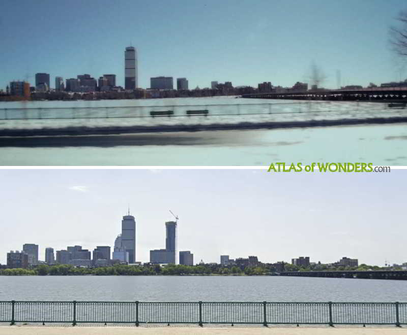 Comparison of the Boston skyline in 1970
