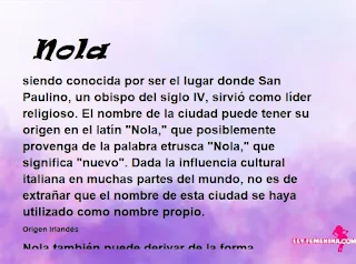 ▷ Significado del nombre Nola