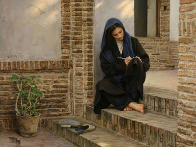 photorealistic painting of iman maleki