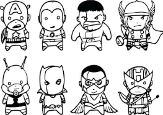 Gambar Mewarnai Avengers Marvel Superhero Lucu 