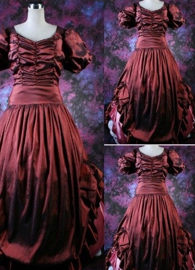 Classic Puff Sleeves Ruched Gothic Victorian Dress