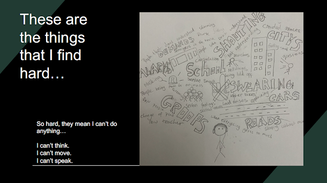 SLIDE 1:  These are the things that I find hard… So hard, they mean I can’t do anything… I can’t think. I can’t move. I can’t speak.