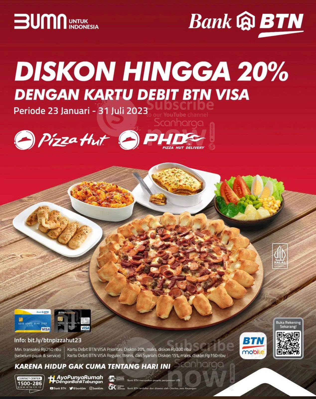 Promo PHD / PIZZA HUT DISKON 20% dengan Kartu Debit BTN VISA