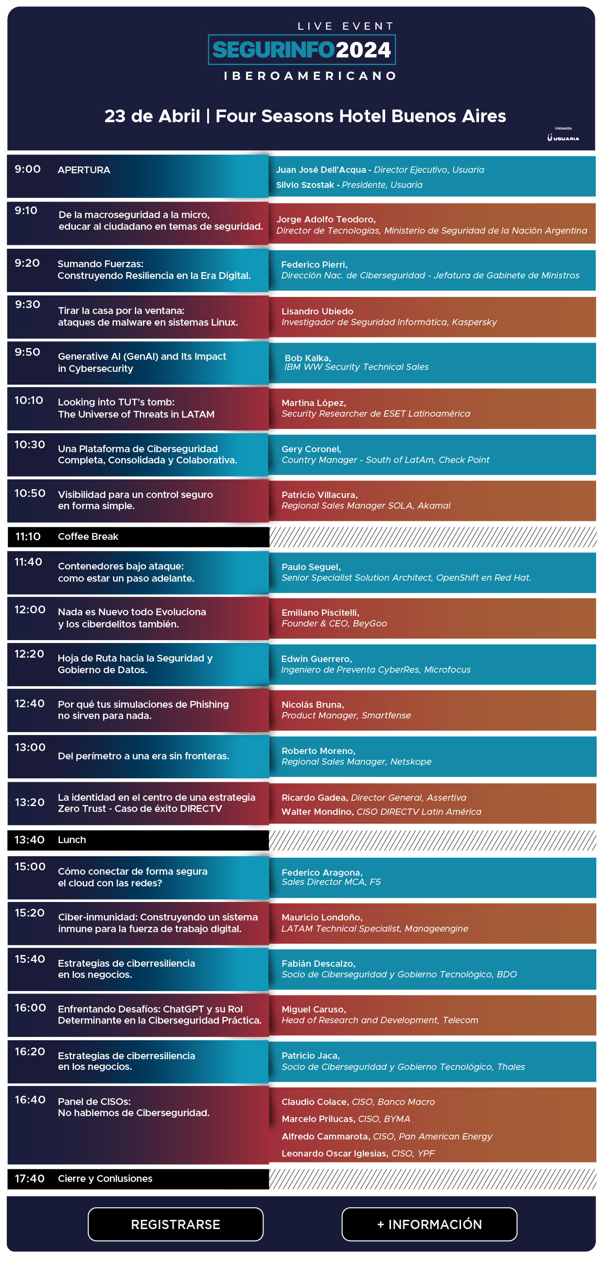 Agenda | Segurinfo IBEROAMERICANO 2024 | Invitación sin cargo | Edición Virtual