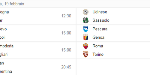 SERIE A:25ESIMA GIORNATA ECCO I MATCH