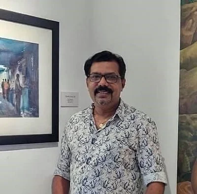 Artist Sunil Linus De painting
