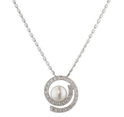 White Topaz Pave Swirl Pendant