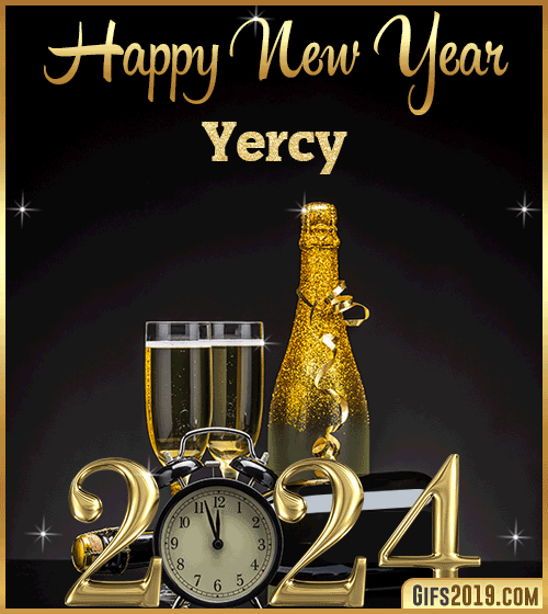 Champagne Bottles Glasses New Year 2024 gif for Yercy