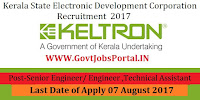 Kerala State Electronic Development Corporation Recruitment 2017– Senior Engineer/ Engineer & Technical Assistant