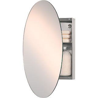 Bathstore Oval Mirror With Concealed Cabinet