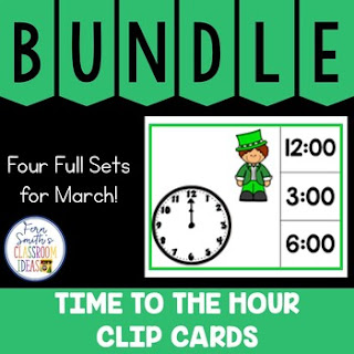 Time to the Hour Clip Cards March Bundle