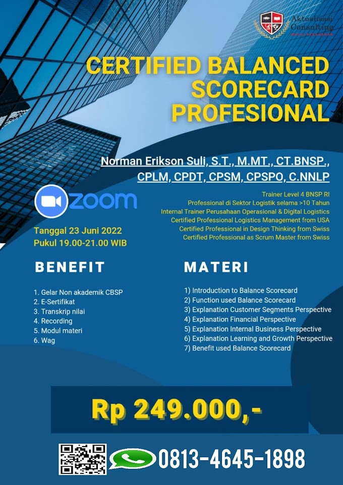 WA.0813-4645-1898 | Gelar Non Akademik Certified Balance Scorecard Professional (CBSP)