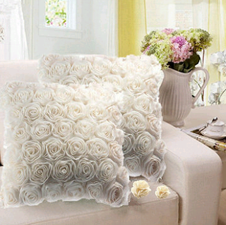 3D White Rose Pillow Cases