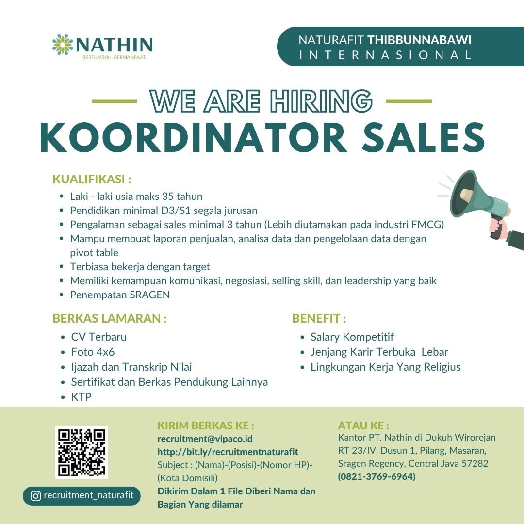 Loker VIPACO Sragen Marketing Executive, Koordinator Sales, Graphic Designer, dll
