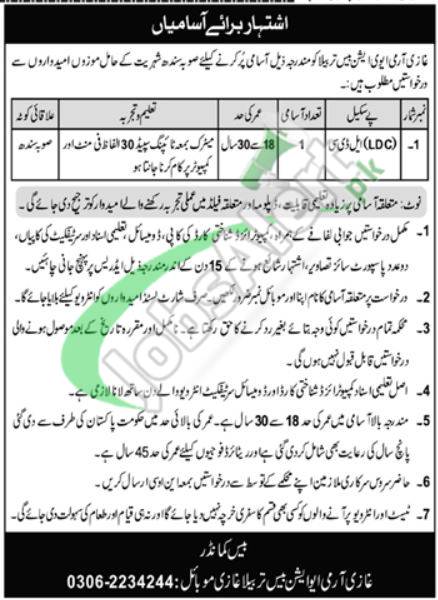 Pak Army Civilian Jobs 2023 in Ghazi Army Aviation Base Tarbela | govt jobs in Pakistan
