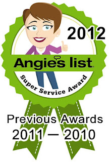 Angie's list super service award from 2010, 2011, and 2012