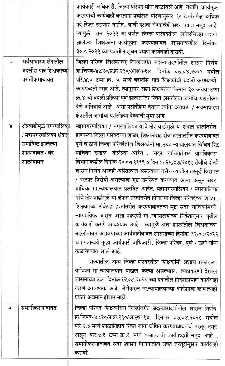 जिल्हा परिषदेतील शिक्षकांच्या जिल्हांतर्गत बदल्या Update | Intra-district transfers of Zilla Parishad teachers Update