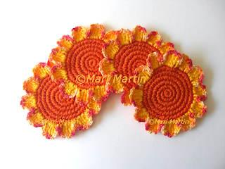 Crochet Coasters Orange Mix 