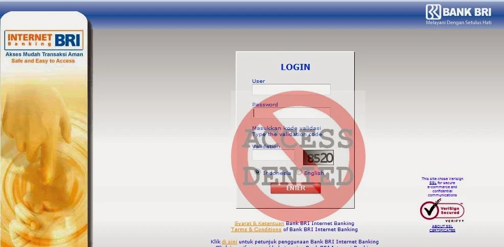 User ID Internet Banking BRI di Blokir