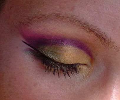 purple and green makeup. Green-Purple-Gold makeup using