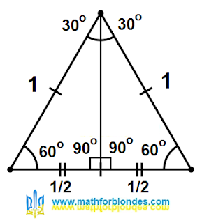 Height of an equilateral triangle. Mathematics For Blondes.