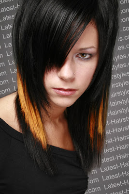 Medium Layered Dark Colored Emo Girls Hairstyle