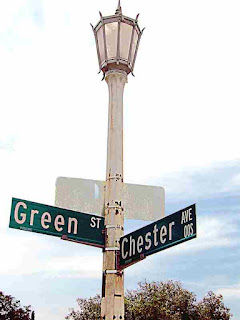 Green and Chester Street Sign - Pasadena CA - (c)David Ocker