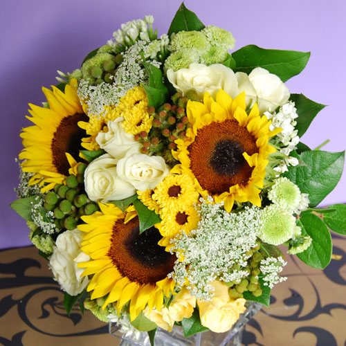 You can pick a sunflower bridal bouquet for example or one made of 