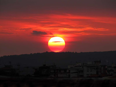 The sun rises over Livorno