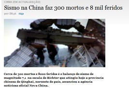 Sismo 7,1  na China